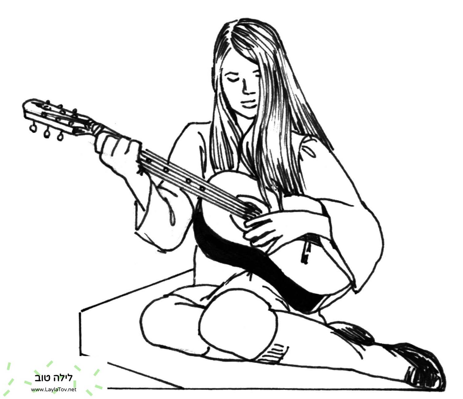 ילדה מנגנת בגיטרה