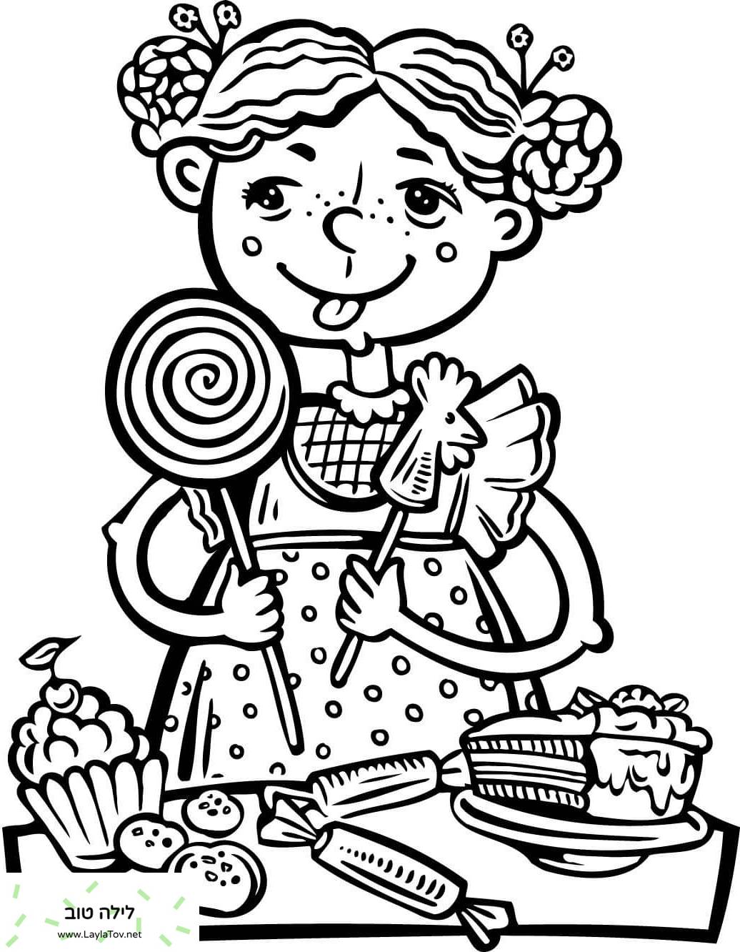 ילדה אוכלת הרבה ממתקים וחטיפים
