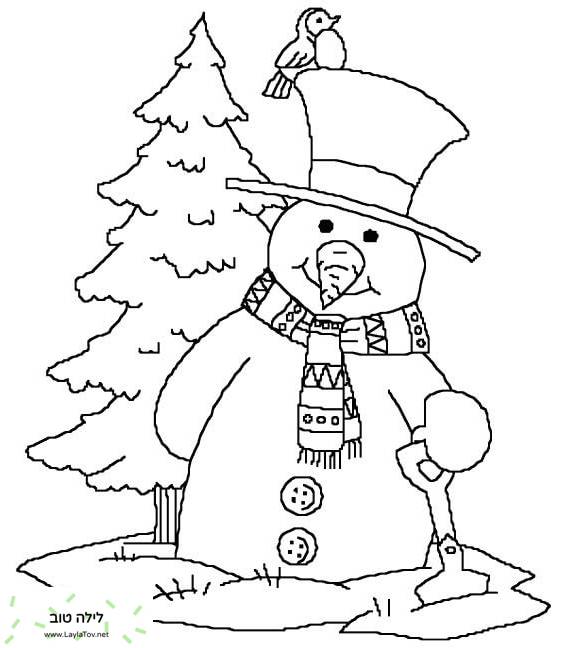 איש שלג ליד עץ טו בשבט